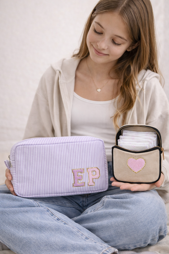 Cute Organizer Set — Striped Pouch + Mini Care